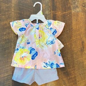 Carter's Pink and Blue Floral Baby Outfit